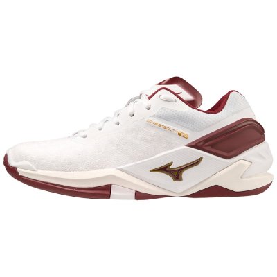 Zapatillas Balonmano Mizuno WAVE Stealth Neo Mujer Blancos / Vino / Dorados - Chile M367ZYPNIA